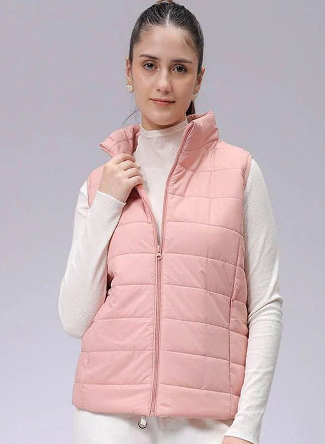 Freehand Women Regular Fit Solid High Neck Sleeveless Quilted Jacket